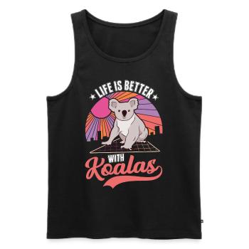 Das Leben ist besser mit einem Koala - Männer Premium Bio Tank Top - Schwarz - Vorne - Michal (187cm)