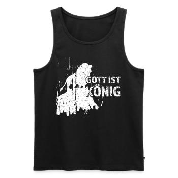 Gott ist König Löwe Jesus Glaube Worship Lobreis - Männer Premium Bio Tank Top - Schwarz - Vorne - AI Model Male 178 light (178cm)