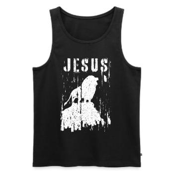 Jesus Lion Christian Team Dieu Adoration - Débardeur bio Premium Homme - noir - Devant - Michal (187cm)