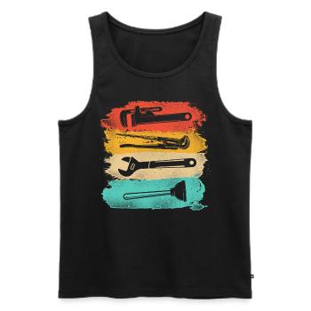 Plumbing Plumber Tools Pipe Wrench - Men's Premium Organic Tank Top - black - Front - Michal (187cm)