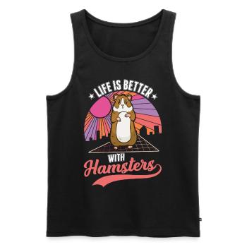 La vie est meilleure avec un hamster - Débardeur bio Premium Homme - noir - Devant - Michal (187cm)
