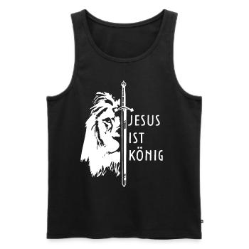 Jesus Juda Löwe Gott Bibel Glaube Christlich - Männer Premium Bio Tank Top - Schwarz - Vorne - Michal (187cm)