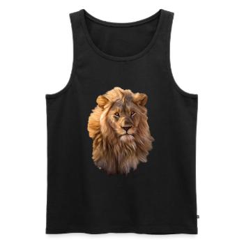 Lion Peinture à l’huile Animal Savane Désert - Débardeur bio Premium Homme - noir - Devant - AI Model Male 178 light (178cm)