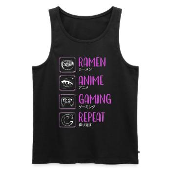 Ramen Anime Gaming Repeat - Männer Premium Bio Tank Top - Schwarz - Vorne - Michal (187cm)