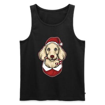 Pull de Noël moche Tshirt Chien de Noël - Débardeur bio Premium Homme - noir - Devant - Michal (187cm)
