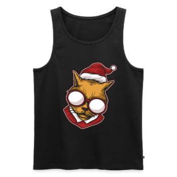 Moche pull de Noël Tshirt chat de Noël - Débardeur bio Premium Homme - noir - Devant - Michal (187cm)