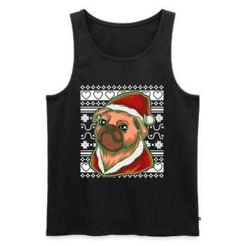 Pull de Noël moche Tshirt Carlin de Noël - Débardeur bio Premium Homme - noir - Devant - Michal (187cm)