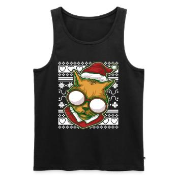 Moche pull de Noël Tshirt chat de Noël - Débardeur bio Premium Homme - noir - Devant - Michal (187cm)