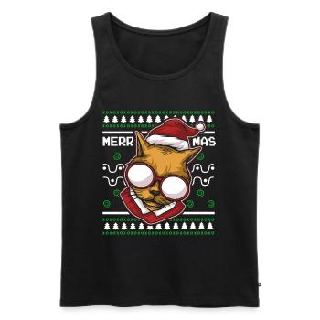Moche pull de Noël Tshirt chat de Noël - Débardeur bio Premium Homme - noir - Devant - Michal (187cm)
