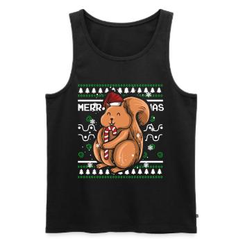 Pull de Noël moche Écureuil de Noël - Débardeur bio Premium Homme - noir - Devant - Michal (187cm)