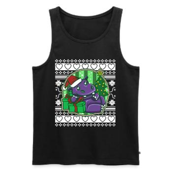 Ugly Christmas Sweater Tshirt Weihnachten Nilpferd - Männer Premium Bio Tank Top - Schwarz - Vorne - Michal (187cm)