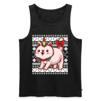 Moche pull de Noël Tshirt chat de Noël - Débardeur bio Premium Homme - noir - Devant - Michal (187cm)