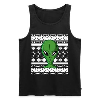 Ugly Christmas Sweater Tshirt Weihnachten Alien - Männer Premium Bio Tank Top - Schwarz - Vorne - Michal (187cm)