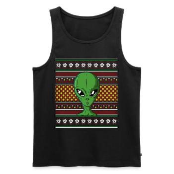 Ugly Christmas Sweater Tshirt Weihnachten Alien - Männer Premium Bio Tank Top - Schwarz - Vorne - Michal (187cm)