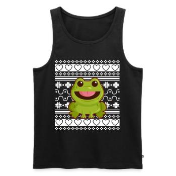 Ugly Christmas Sweater Tshirt Weihnachten Frosch - Männer Premium Bio Tank Top - Schwarz - Vorne - AI Model Male 178 light (178cm)