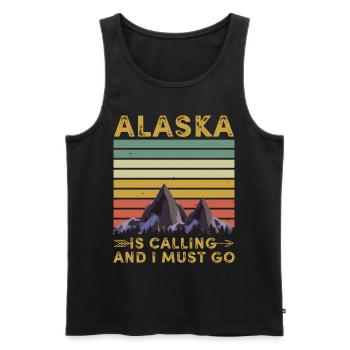 Alaska Geschenk USA Natur Bär Denali Grizzly Wald - Männer Premium Bio Tank Top - Schwarz - Vorne - Michal (187cm)