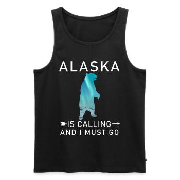 Alaska Geschenk USA Natur Bär Denali Grizzly Wald - Männer Premium Bio Tank Top - Schwarz - Vorne - Michal (187cm)
