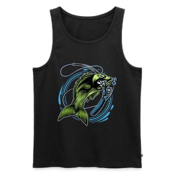 Angling - Men's Premium Organic Tank Top - black - Front - AI Model Male 178 light (178cm)