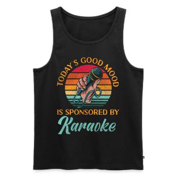 Karaoké Chanteur Rétro Vintage - Débardeur bio Premium Homme - noir - Devant - AI Model Male 178 light (178cm)