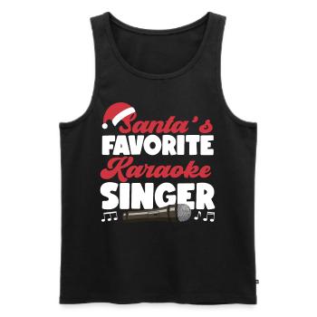 Chanteur de karaoké Noël Père Noël - Débardeur bio Premium Homme - noir - Devant - Michal (187cm)