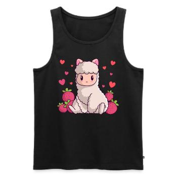Lama fraise mignon Pas de lama Prob-lama Alpaga Lamas - Débardeur bio Premium Homme - noir - Devant - Michal (187cm)