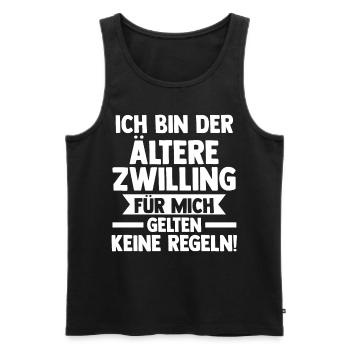 Zwillingsgeschwister Ältere Zwilling Zwillinge - Männer Premium Bio Tank Top - Schwarz - Vorne - Michal (187cm)
