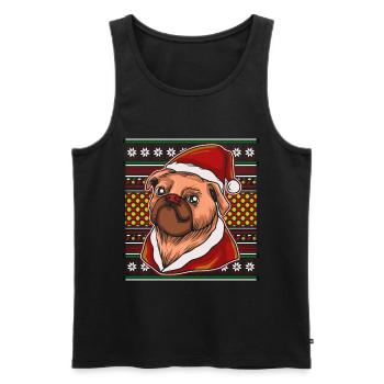 Ugly Christmas Sweater Tshirt Weihnachten mops - Männer Premium Bio Tank Top - Schwarz - Vorne - Michal (187cm)