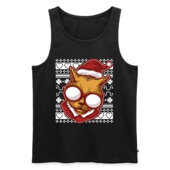 Moche pull de Noël Tshirt chat de Noël - Débardeur bio Premium Homme - noir - Devant - Michal (187cm)