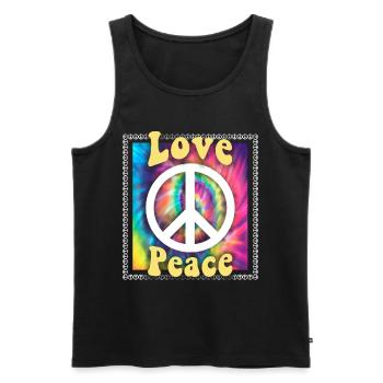 Hippie Tshirt Peace Bewegung Woodstock Boho Groove - Männer Premium Bio Tank Top - Schwarz - Vorne - Michal (187cm)