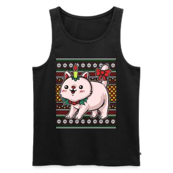 Ugly Christmas Sweater Christmas Cat - Men's Premium Organic Tank Top - black - Front - AI Model Male 178 light (178cm)
