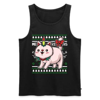 Ugly Christmas Sweater Christmas Cat - Men's Premium Organic Tank Top - black - Front - AI Model Male 178 light (178cm)
