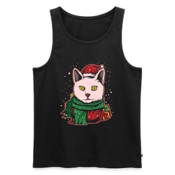 Moche pull de Noël Tshirt chat de Noël - Débardeur bio Premium Homme - noir - Devant - Michal (187cm)