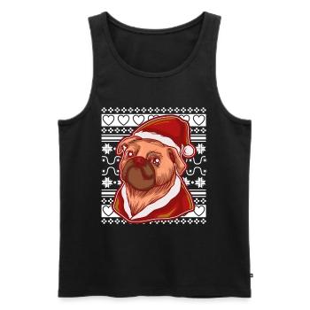 Ugly Christmas Sweater Tshirt Weihnachten mops - Männer Premium Bio Tank Top - Schwarz - Vorne - Michal (187cm)