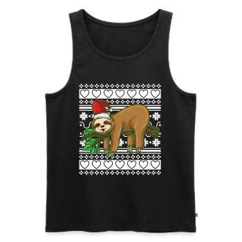 Ugly Christmas Sweater Tshirt Weihnachten Faultier - Männer Premium Bio Tank Top - Schwarz - Vorne - Michal (187cm)