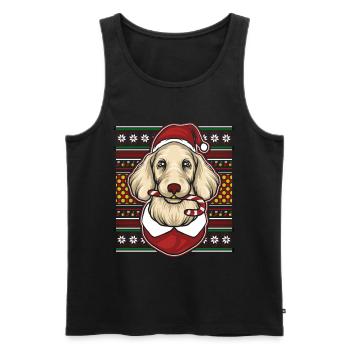 Pull de Noël moche Tshirt Chien de Noël - Débardeur bio Premium Homme - noir - Devant - Michal (187cm)