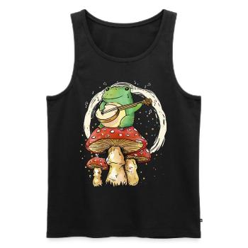 Frog Playing Banjo Music Cottagecore Aesthetic - Männer Premium Bio Tank Top - Schwarz - Vorne - Michal (187cm)