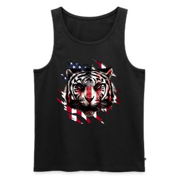 Badass American Flag Tiger Patriotic USA - Men's Premium Organic Tank Top - black - Front - AI Model Male 178 light (178cm)