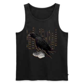 Viking Crow Nordic Viking Runes Corbeau Norrois Celtique - Débardeur bio Premium Homme - noir - Devant - AI Model Male 178 light (178cm)