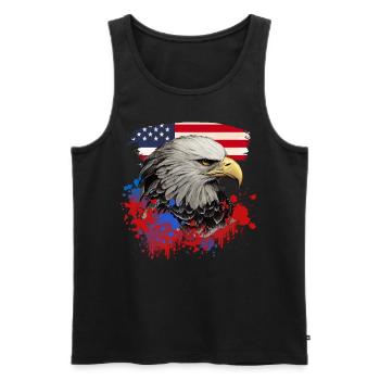 Bientôt Eagle Patriotic American Bird Drapeau américain - Débardeur bio Premium Homme - noir - Devant - AI Model Male 178 light (178cm)