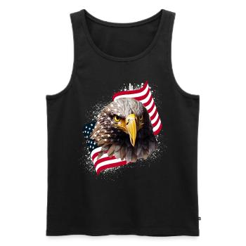 Patriotic Eagle US American Flag Bald Eagle USA - Men's Premium Organic Tank Top - black - Front - AI Model Male 178 light (178cm)