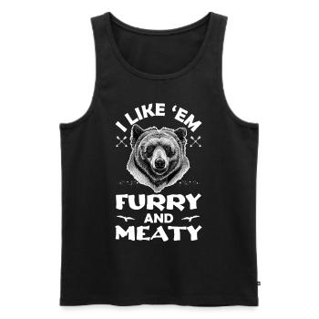 I Like Em Furry and Meaty Funny Grizzly Bear Hunti - Männer Premium Bio Tank Top - Schwarz - Vorne - AI Model Male 178 light (178cm)