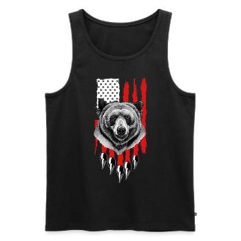 American US Flag Claw Grizzly Bear Hunting Patriot - Männer Premium Bio Tank Top - Schwarz - Vorne - AI Model Male 178 light (178cm)