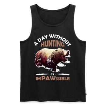 Impawssible Grizzly Bear Hunting Funny Hunter Puns - Men's Premium Organic Tank Top - black - Front - Michal (187cm)