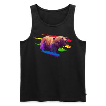 Gay Bear LGBT Pride Flag Grizzly Lover - Débardeur bio Premium Homme - noir - Devant - AI Model Male 178 light (178cm)