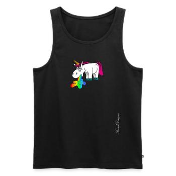 Cute unicorn pukes colorful rainbow - Men's Premium Organic Tank Top - black - Front - Michal (187cm)