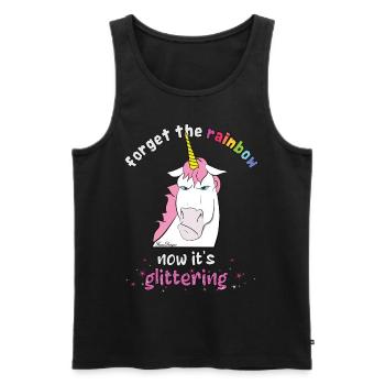 Maintenant, il est temps pour les paillettes drôle de licorne maléfique - Débardeur bio Premium Homme - noir - Devant - AI Model Male 178 light (178cm)