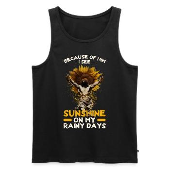 Sunshine On My Rainy Days Positive Christian Bible - Männer Premium Bio Tank Top - Schwarz - Vorne - Michal (187cm)