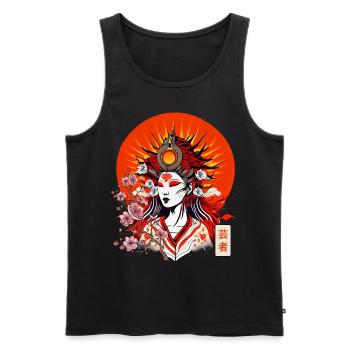 Amaterasu Déesse Japonaise du Soleil Sakura Cherry Perte - Débardeur bio Premium Homme - noir - Devant - AI Model Male 178 light (178cm)