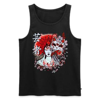 Japonais Amaterasu Fleur de Cerisier Esthétique Oni Ma - Débardeur bio Premium Homme - noir - Devant - AI Model Male 178 light (178cm)