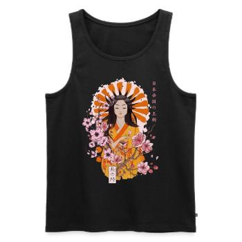Geisha japonaise fleur de cerisier Kimono esthétique - Débardeur bio Premium Homme - noir - Devant - AI Model Male 178 light (178cm)